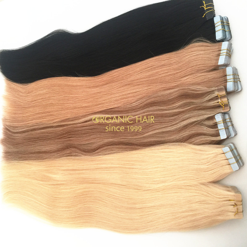 Colored indian tape hair extensions Colored indian tape hair extensions